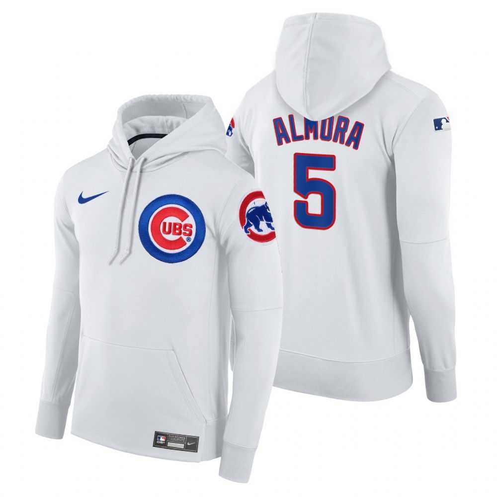 Men Chicago Cubs 5 Almora white home hoodie 2021 MLB Nike Jerseys